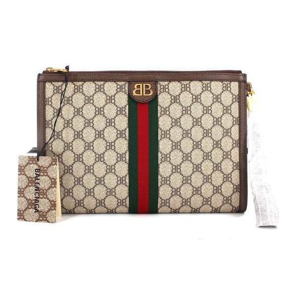 Balenciaga X Gucci Hackers Project Clutch Pouch Canvas Monogram Wristlet Bag NEW - Picture 1 of 9
